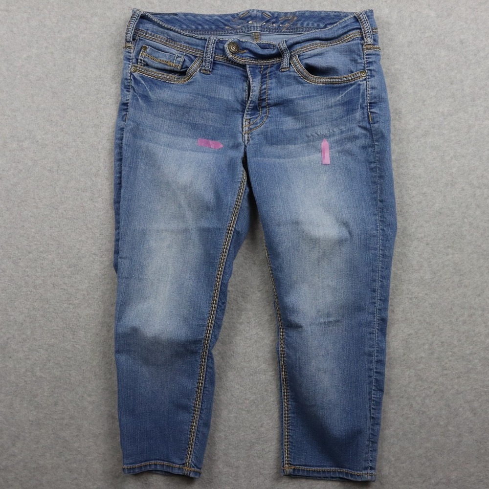 Seven7 Jeans Womens 10 Capri Crop Thick Stitch Stretch Flex 5-Pocket Denim Blue